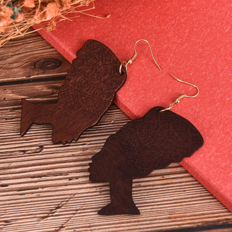 Винтажная Длинная Деревянная Серьга для женщин этнические модные ювелирные