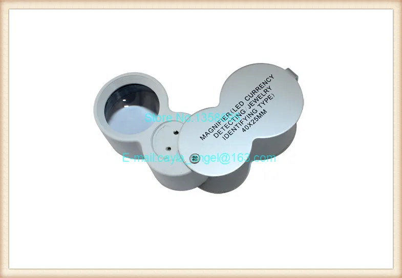 

Diy Free Shipping 40X-25mm Manifying Glass LED Magnifier With Currency Detecting And Jewelry Identifying Type