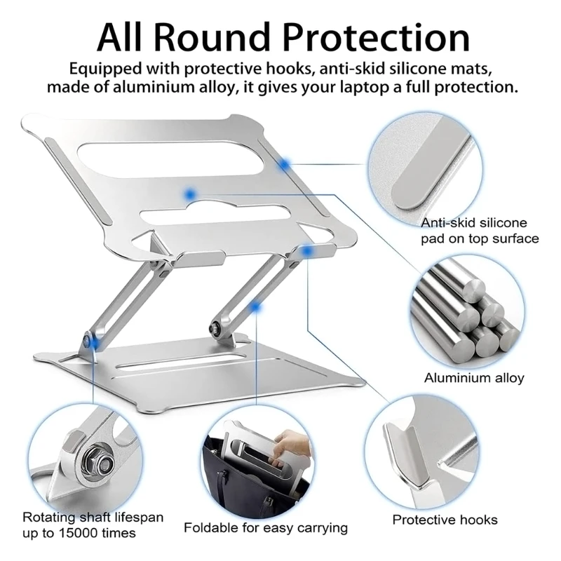 

1 Piece Aluminum Alloy Laptop Stand Laptop Holder Multi-Angle Stand with Heat-Vent Adjustable Notebook Stand for Laptops