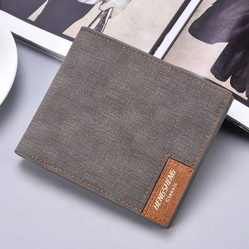 Gray short Мужской кошелек, длинный, billetera hombre, мужской кошелек, кожаный, тонкий, мужской, carteira masculina, дизайнерский, кожаный кошелек, мужской, cuzdan - Цвет: Gray short