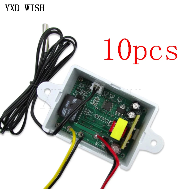 

10PCS XH-W3001 12V 24V 220V Digital Thermostat Temperature Controller Thermoregulator Thermometer Control Regulator NTC Sensor