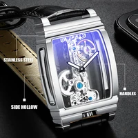 transparent hollow tourbillon automatic mechanical watch men fashion stainless steel watches mens waterproof wristwatch new 2019