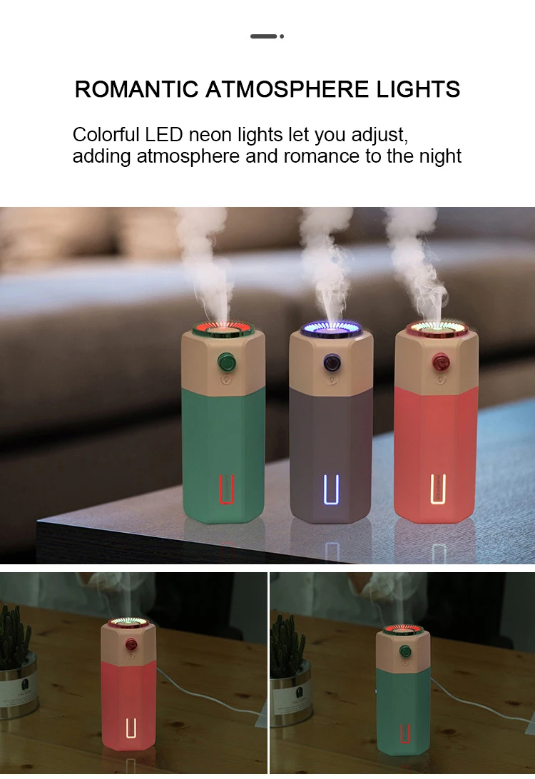 ultrasonic cool mist humidifier mini car desktop super quiet operation can adjust the size cold 7color led light | Спорт и
