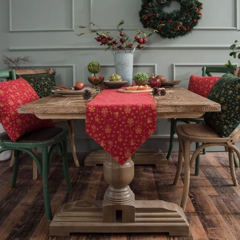 Рождественская красная колокольчика Настольная дорожка Бронзирующая поделка