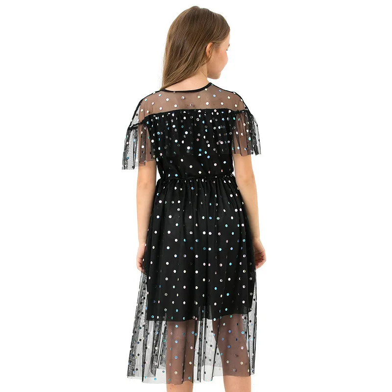 Dresses for Girls 10 12 years Summer Little Dress Sleeveless Sequined Black Kids Party 6 7 8 9 14 | Детская одежда и обувь