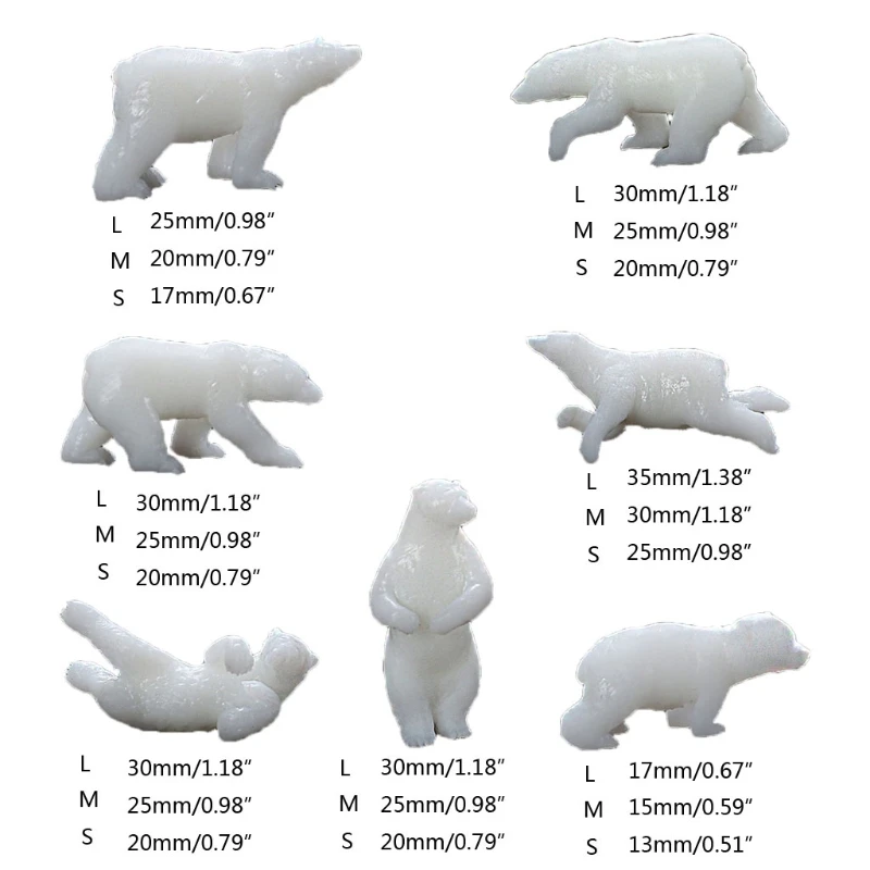 

7 Shapes Silicone Mini Polar Bear Modeling Resin Mold Landspace Fillings Resin Jewelry Fillings Handmade Casting Art Crafts