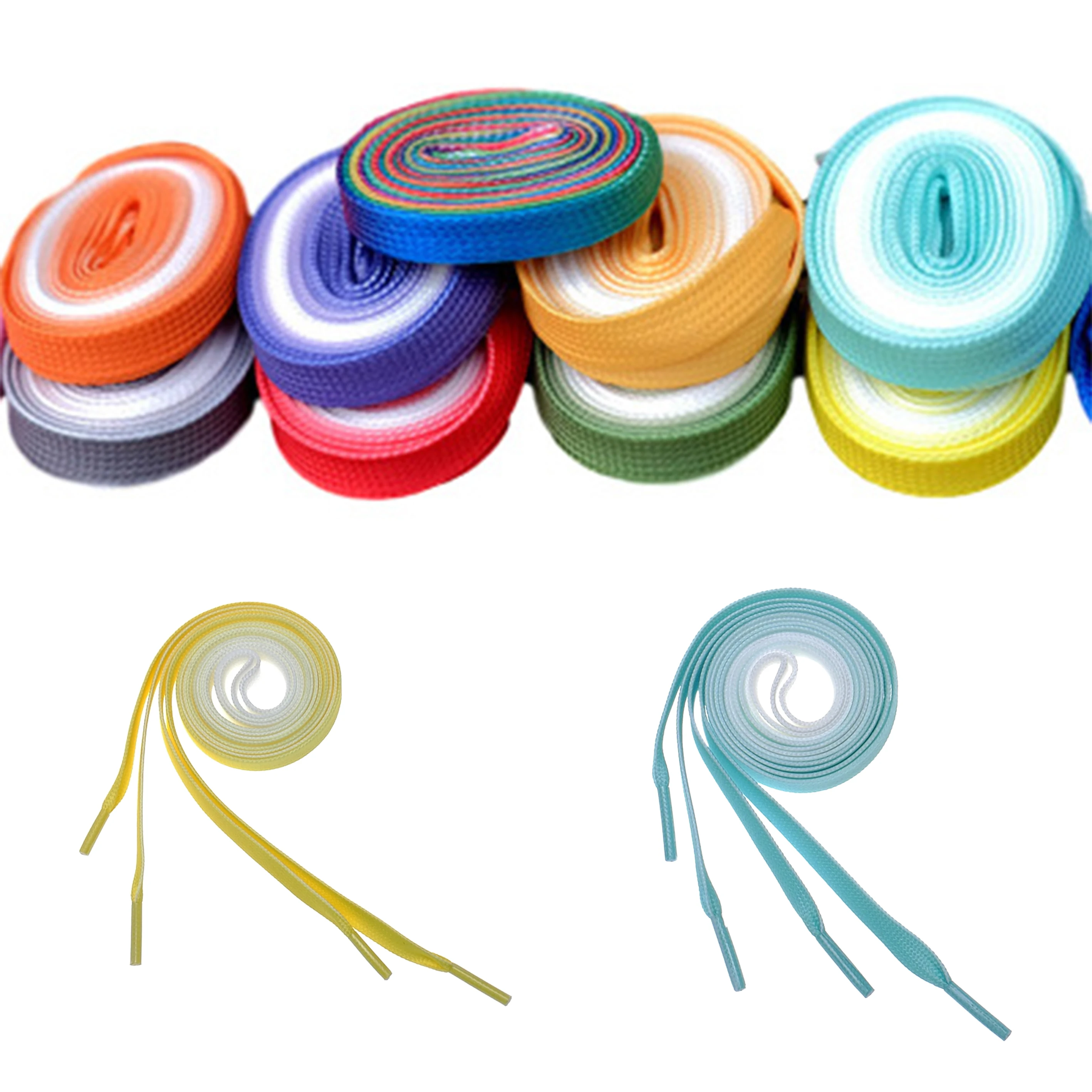 

1Pair 90cm Fashion Gradient Print Shoelaces Candy Color Boot Shoelace Nylon Sneaker Flat Shoe Laces Growing Rainbow Strings