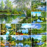 diy 5d diamond painting tree scenery full drill round diamond embroidery landscape mosaic pictures of rhinestones home decor
