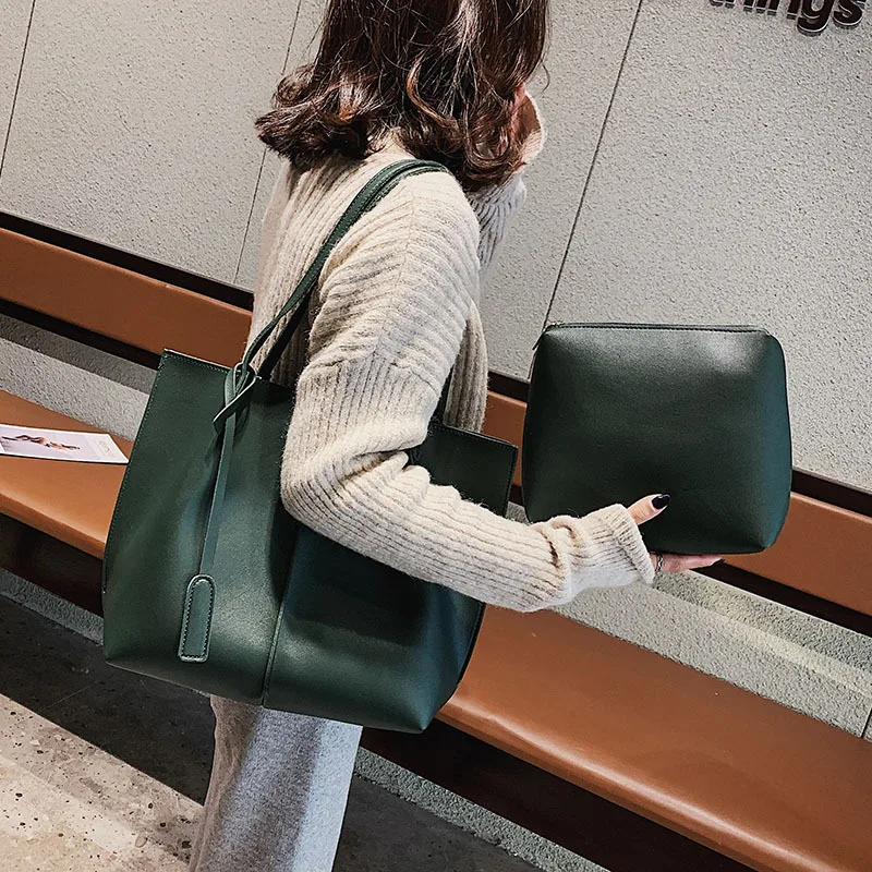 Women's Soft Leather Handbag High Quality Women Shoulder Bag Luxury Brand Tassel 2 sets Bucket Fashion Handbags | Багаж и сумки