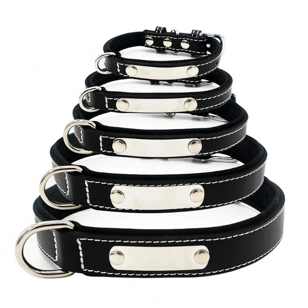 

Персонализированный Регулируемый ошейник для собаки из натуральной кожи, ошейник для щенка, ремень с пряжкой, маленький, средний, большой, с...