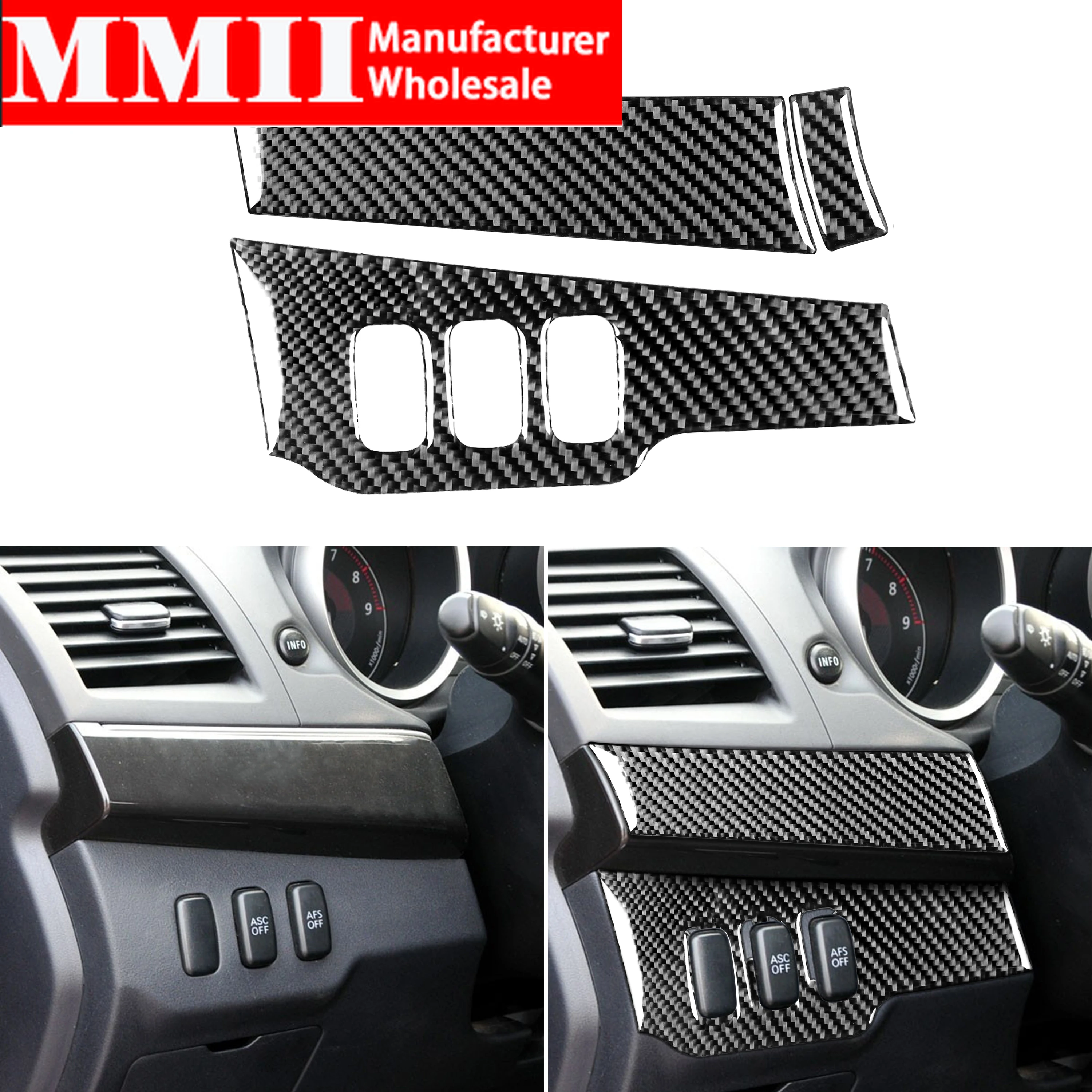 Carbon Fiber For Mitsubishi Lancer ES DE GTS 2008-2015 Dim Light Control Left Dash Trim Frame Sticker Cover Car Accessories