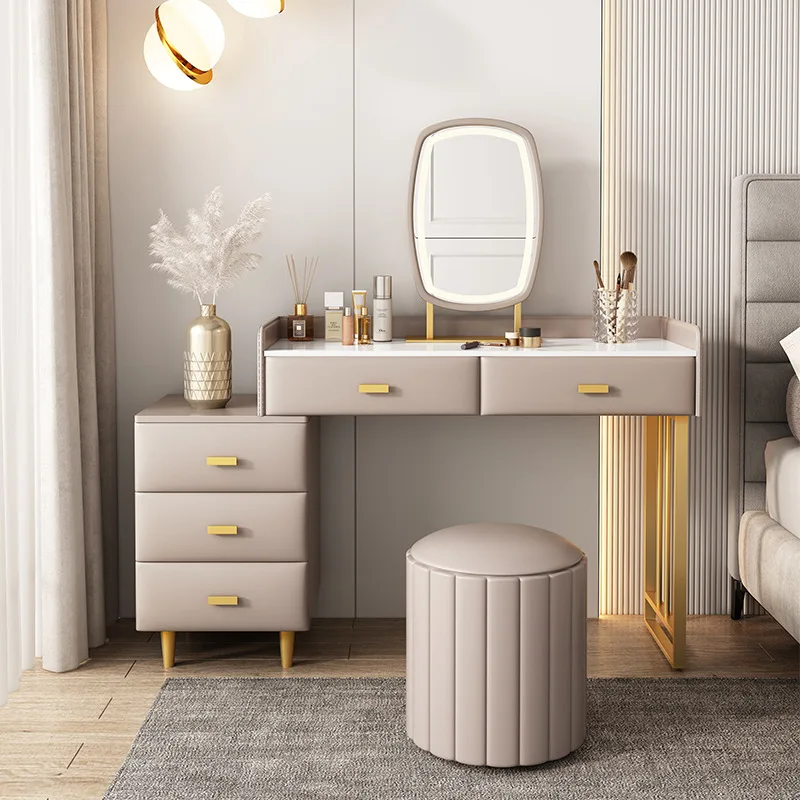 

Роскошный легкий туалетный столик стул для макияжа комбинация с зеркалом для взрослых простая современная мебель для спальни стол для маки...
