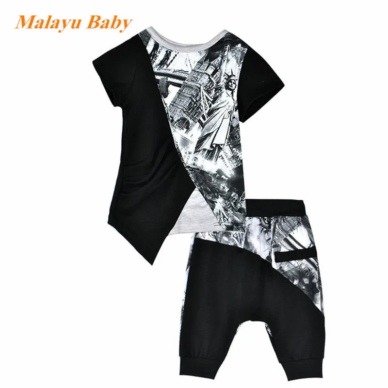 black Malayu/детская одежда г. Летняя детская с коротким рукавом футболка+ камуфляжные шорты, костюмы комплекты одежды для маленьких мальчиков - Цвет: black