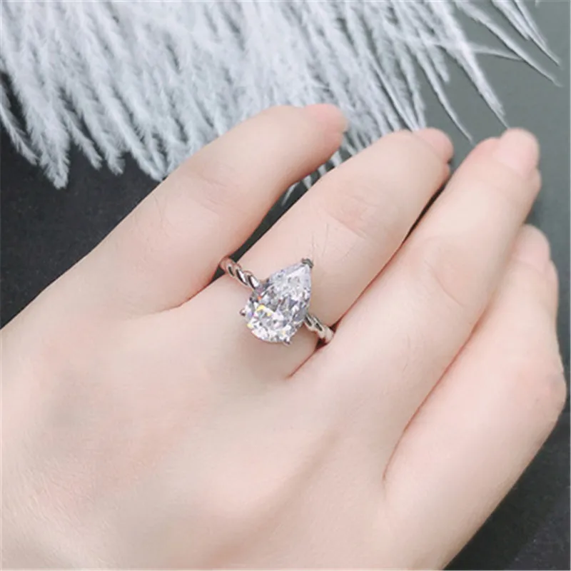 

Bling Water Drop 3ct Lab Diamond Ring 925 sterling silver Bijou Engagement Wedding band Rings for Women Bridal Party Jewelry