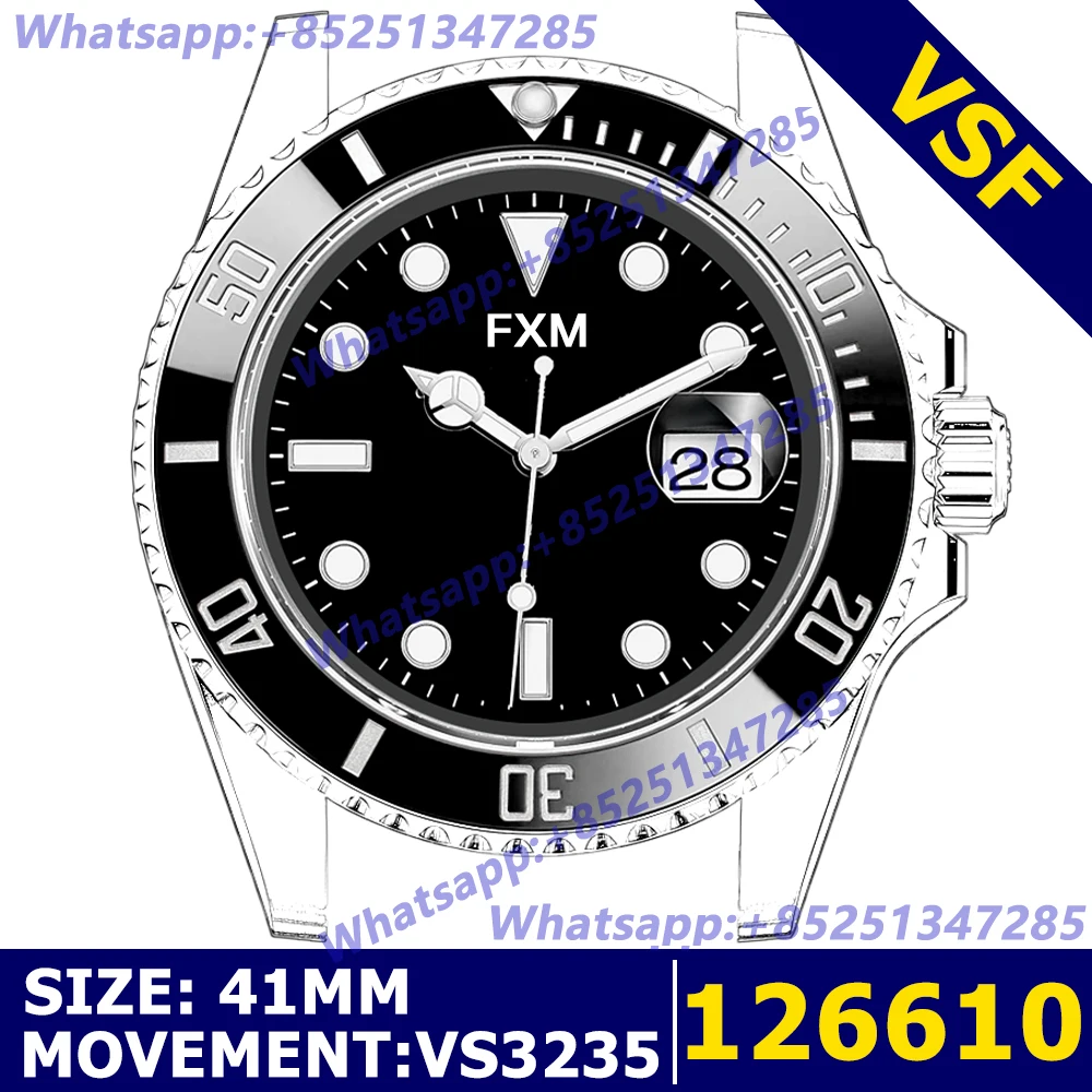 

Men's Automatic Mechanical Luxury Watch 41MM Sub 126610 VSF 904L 1:1 Best Edition NOOB AAA Replica Super Clone VS3235 Sports