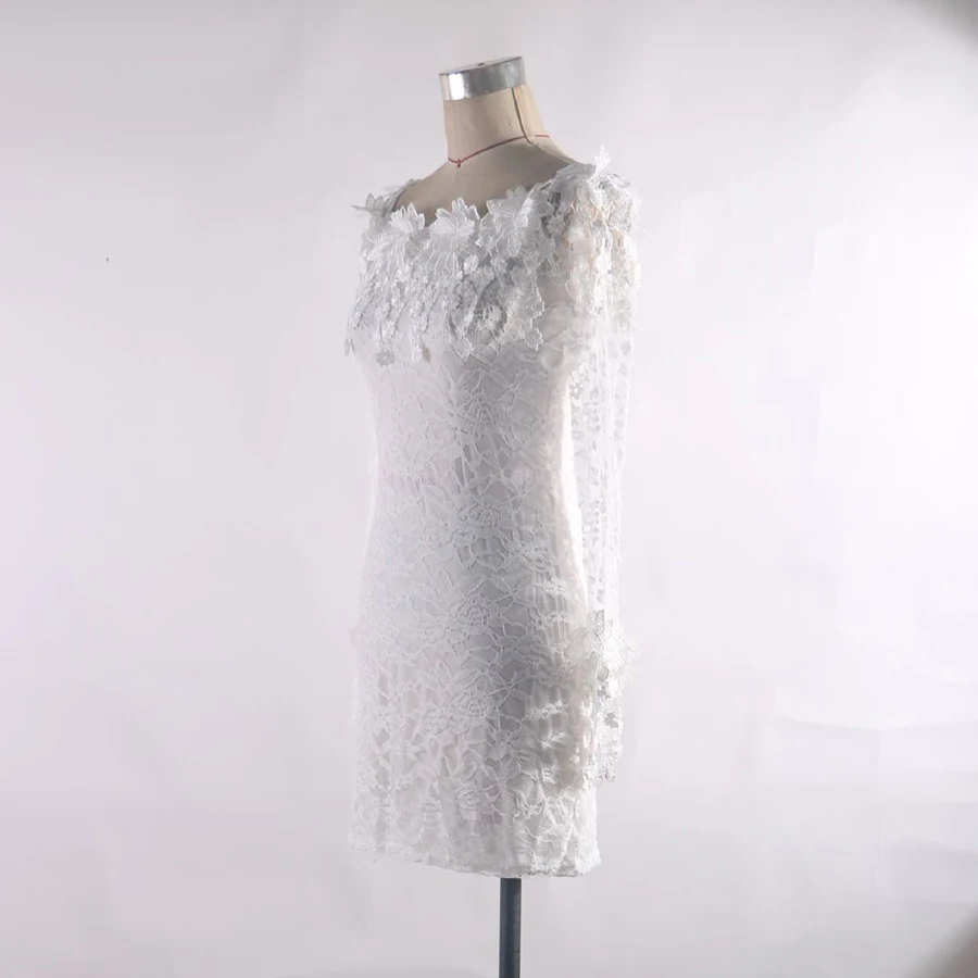 Женское облегающее платье с длинным рукавом Белое Облегающее мини-платье