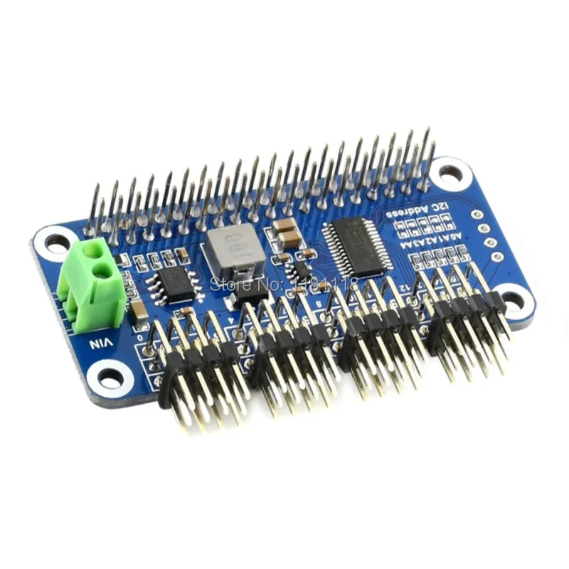 Плата сервопривода Raspberry Pi HAT (B) 16-канальный 12-битный интерфейс I2C | Компьютеры и