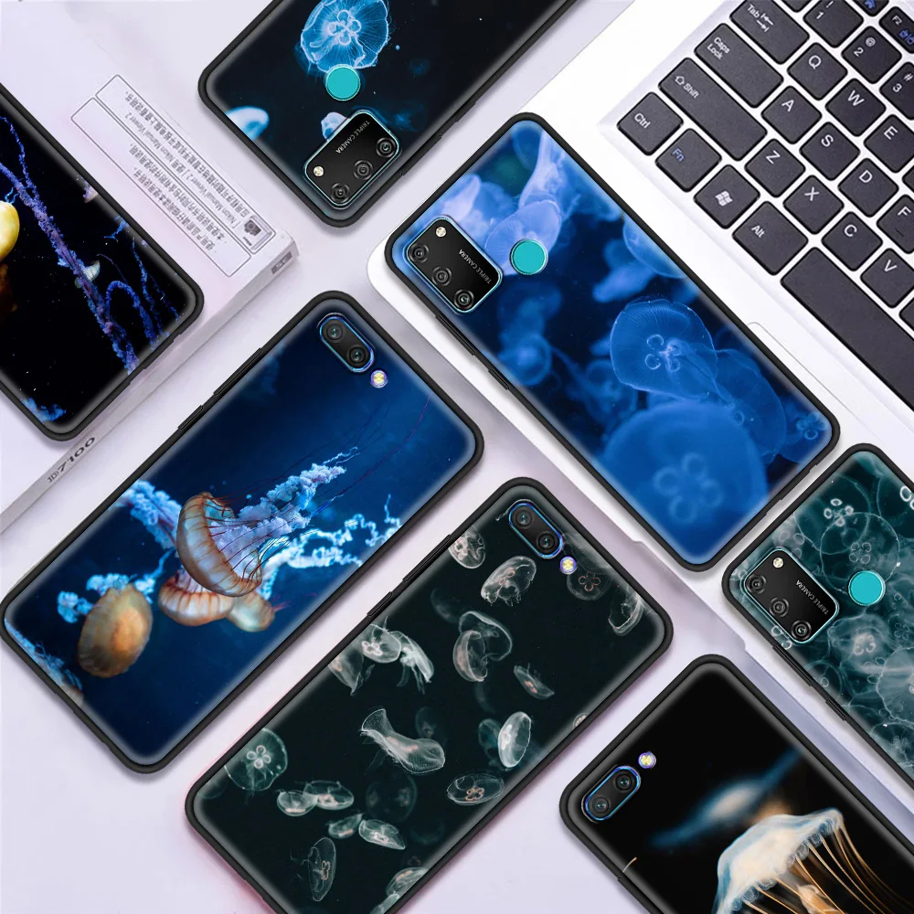

Marine Jellyfish Silicone Soft Case For Honor 8X 9X 10 Lite 20 30 Pro 20e 20S(6.15) 30i Play 9A Luxury Phone Coque Shell