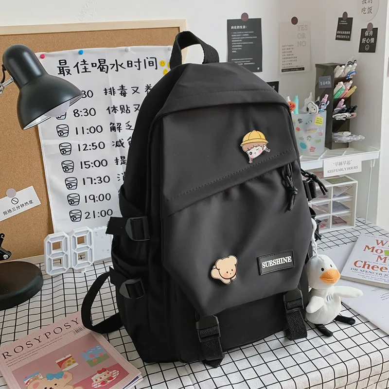 

Черный Модный женский рюкзак, женские сумки 2022, трендовый рюкзак для улицы для студентов, вместительные однотонные рюкзаки для мужчин