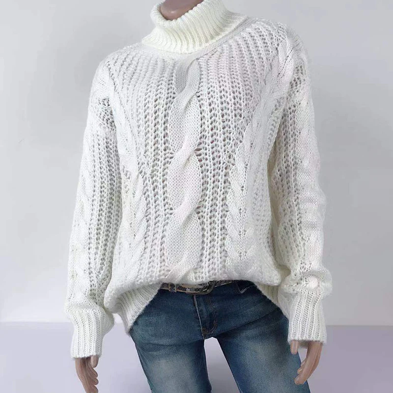 

YGYEEG New Autumn Winter Turtleneck Pullovers Sweaters Long Sleeve White Black Soft Female Jumper Knitted High Quality Clothing