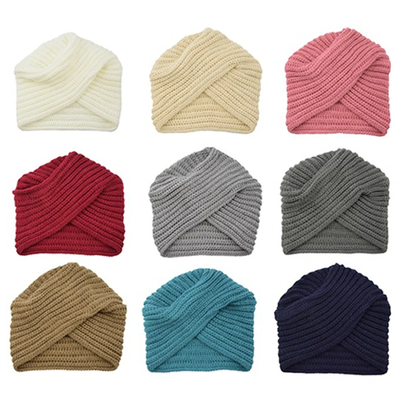 Лидер продаж вязаный мусульманский тюрбан зимняя женская шапка в богемном стиле