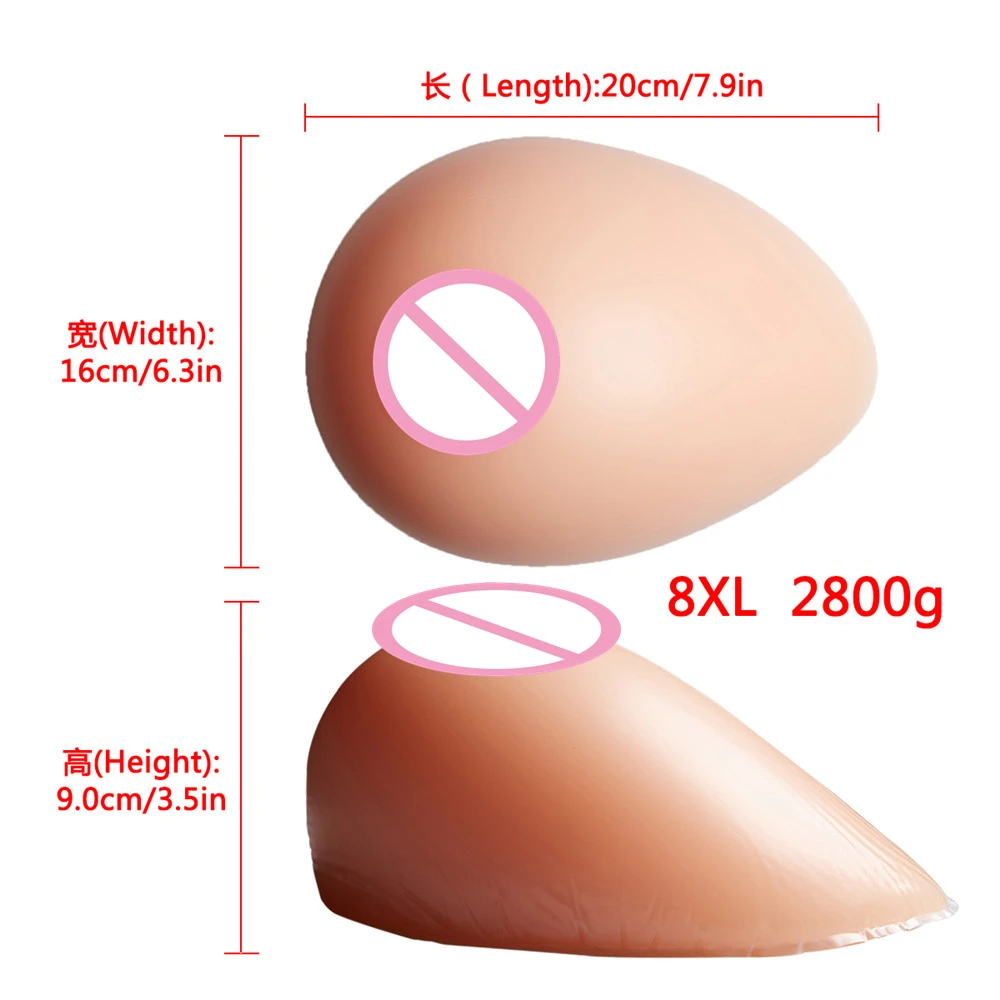

2800g/Pair Crossdress Drag Queen Fake Boobs 46E/48D/50D Cup Transgender Realistic Silicone Breast Form Cosplay