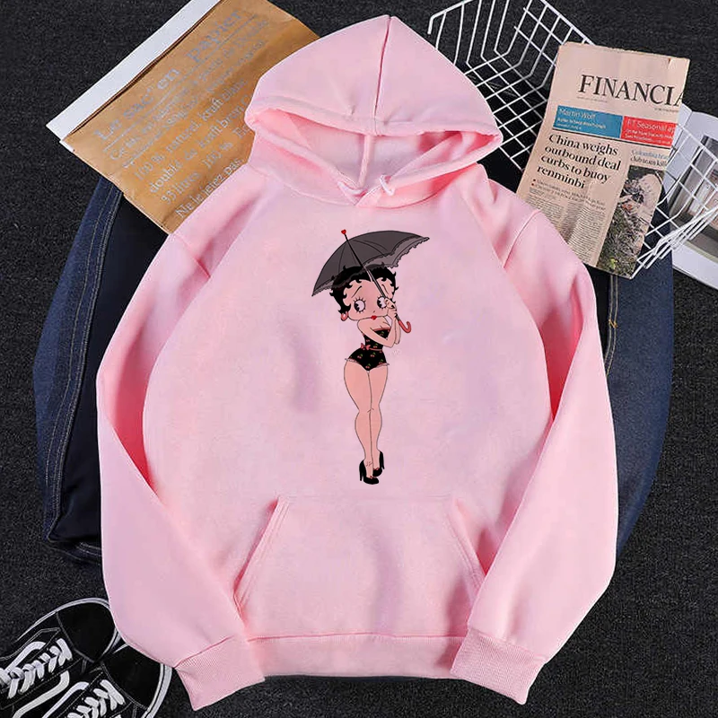 

Cartoon Betty Boop Printed Sweater Casual Women Style Korean Long Sleeve Jumpers Ladies High Street 2021 Autumn Winter Pullover