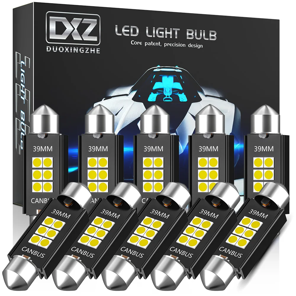 

DXZ 10 шт. Festoon-39MM C5W C10W Светодиодный лампочки Canbus 3030 6-SMD Нет Ошибка салона Карта Купол Лампы для чтения 12V/24V 3W автомобильных ламп