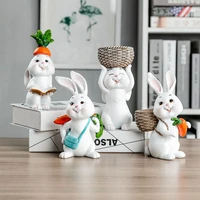 nordic resin cute white rabbit statues home decoration living room animal sculpture modern art figurines kids birthday gift