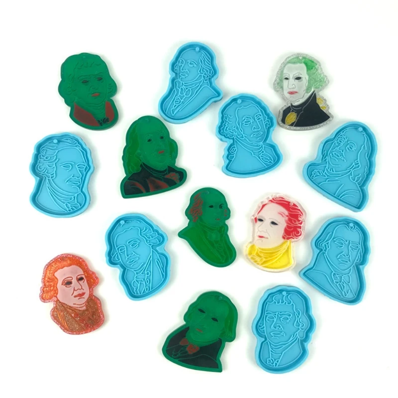 

7 Pcs Foreigner Head Keychain Epoxy Resin Mold Pendant Casting Silicone Mould DIY Crafts Polymer Clay Jewelry Making Tools