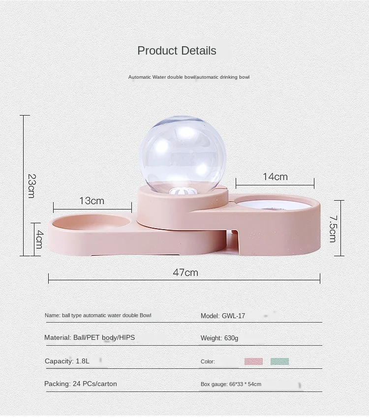 

Pet Water Dispenser Dog Bowl Double Bowl Dog Food Basin Non Wet Mouth Bubble Automatic Water Dispenser
