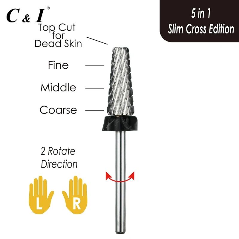 5 в 1 Многофункциональное сверло для ногтей, Cross& Slim Edition, профессиональные сверла для ногтей для электрического маникюрного сверла