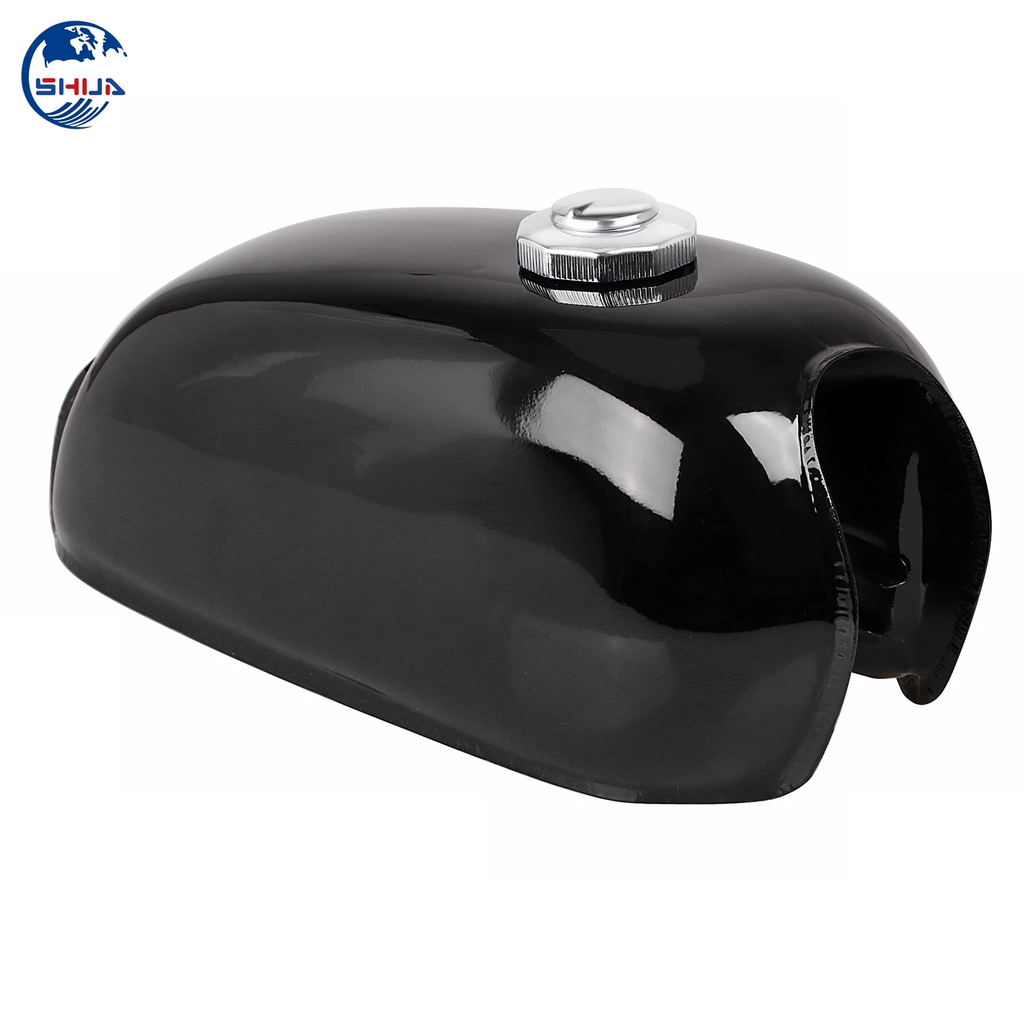 Мотоциклетный яркий черный винтажный топливный бак с толстой железной крышкой