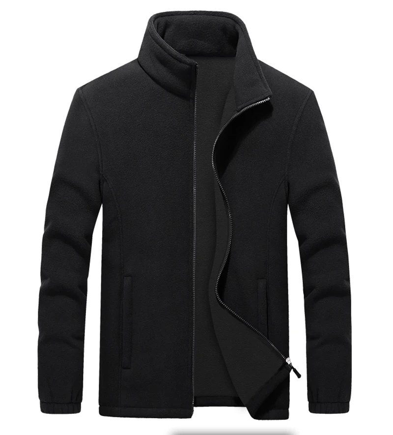 Мужская Утепленная ветровка, флисовые куртки 7XL 8XL 9XL, шерстяная подкладка, худи, теплая спортивная одежда, толстовки, теплые пальто, толстовки для мужчин - Цвет: men black