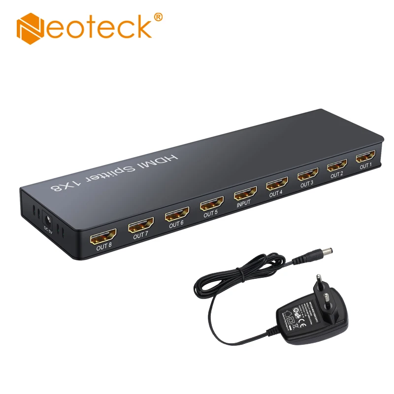 Neoteck HDMI совместимый сплиттер 1 в 8 Out 4K/30hz 1080p 3D 1x8 адаптер 1.4b для PS3 Blu Ray плеер|Кабели