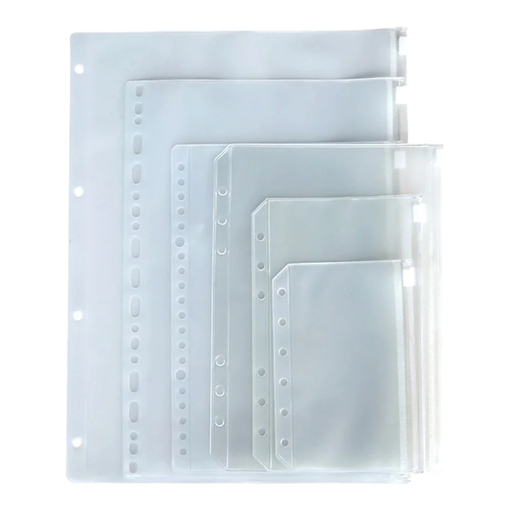 

Convenient Clear PVC Binder Pockets Clear Zipper Folders 12PCS For 6-Ring Notebook Binder Files Reports Binder A5 A6 A7
