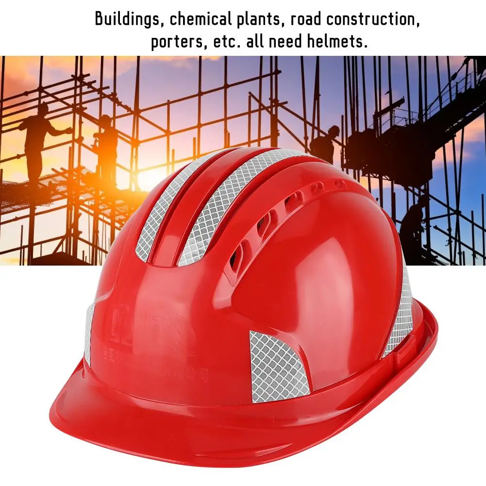 

Workers construction site protective caps breathable ABS helmet reflective stripes helmet