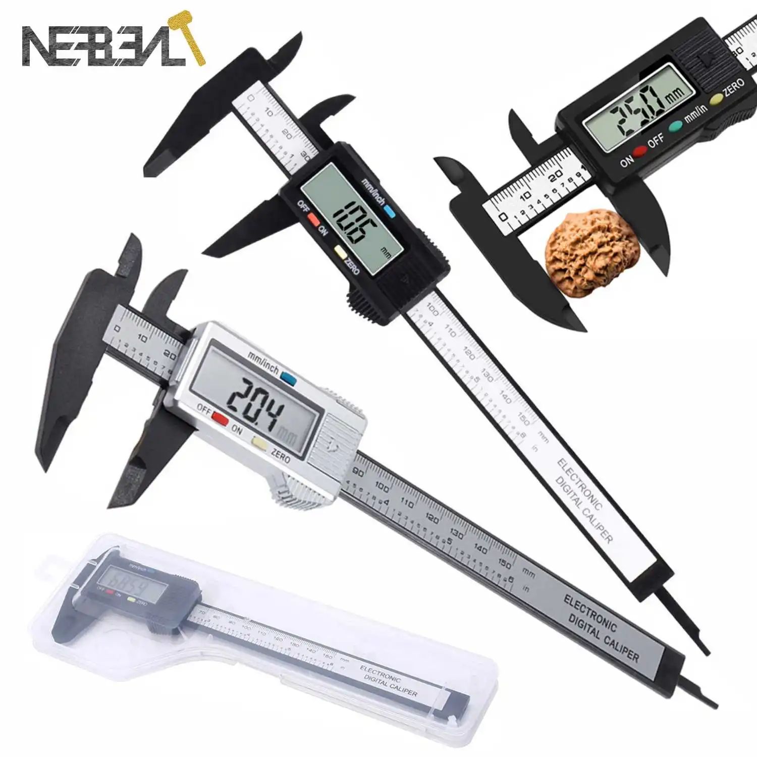 

Digital Caliper 6 inch Electronic Vernier Carbon Fibre 150mm Calliper Plastic Gauge Micrometer Digital Ruler Measuring Tool