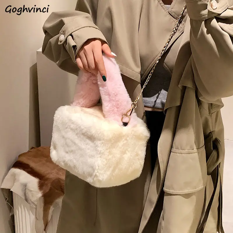 

Plush Sweet Fashion Winter Women Crossbody Bags Fur Fuzzy Handbag Cute High Quality Panelled Bolsa Simple Teenagers Street Japan