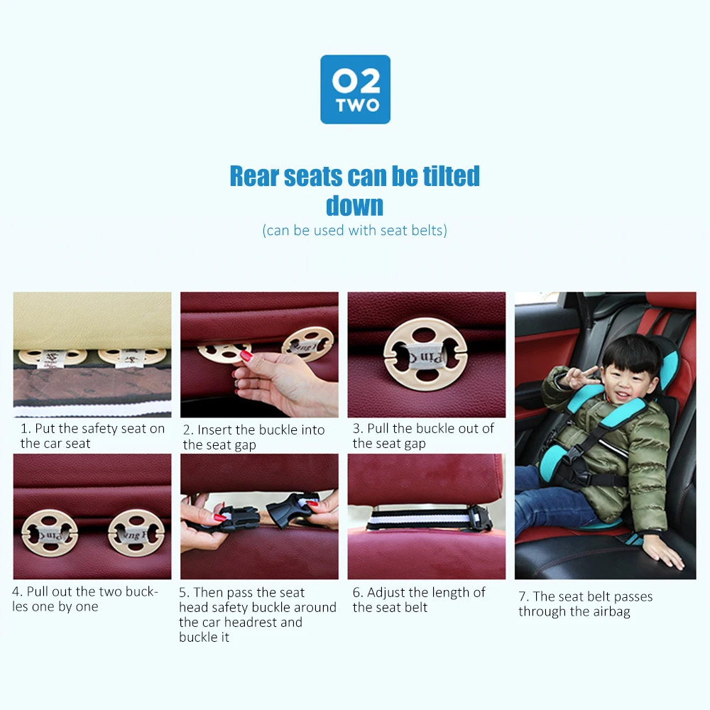 

Baby Safety Booster Seats Belt-Positioning Hot Convertible Portable Harnessed Car Seat Thicken Seat Cover Pad Cushion Blue