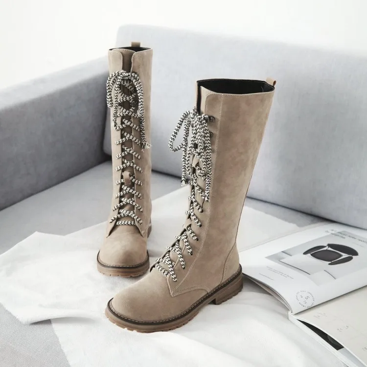 Oversized 11 12 thigh high boots knee over the women ladies Cross binding with suede | Обувь