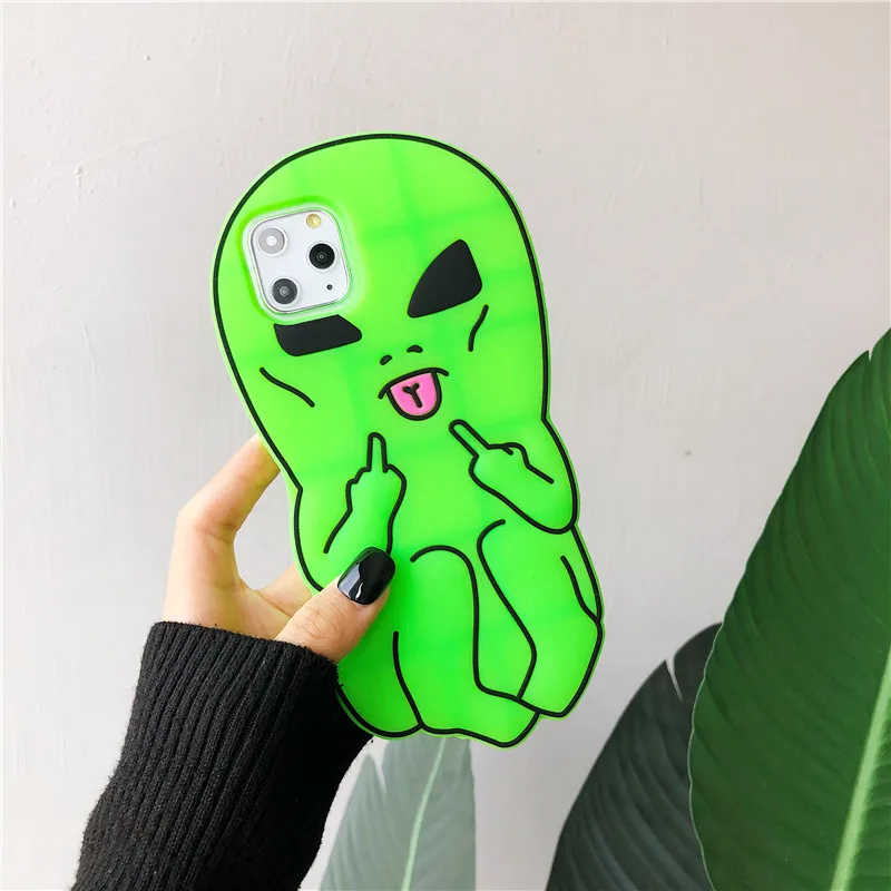 3D Lil Mayo Alien Silicone Phone Case for Apple iPhone 6 6s 7 8 Plus X XR XS 11 Pro Max SE 2020 - Green Back Cover image 4