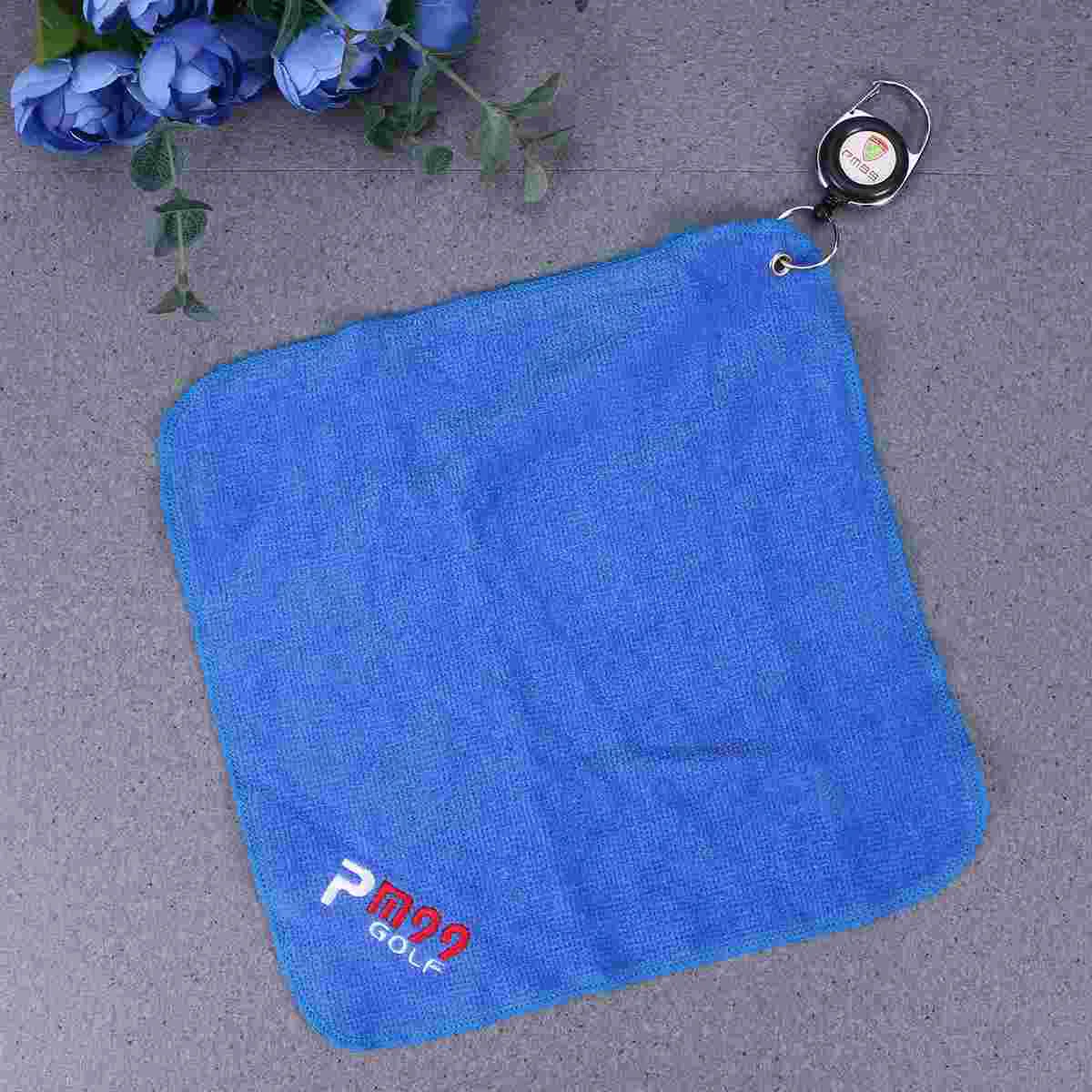 

1Pc Double-sided Plush Cotton Towel with Pulling Rope Portable Water Absorption Outdoor Sports Towel Blue