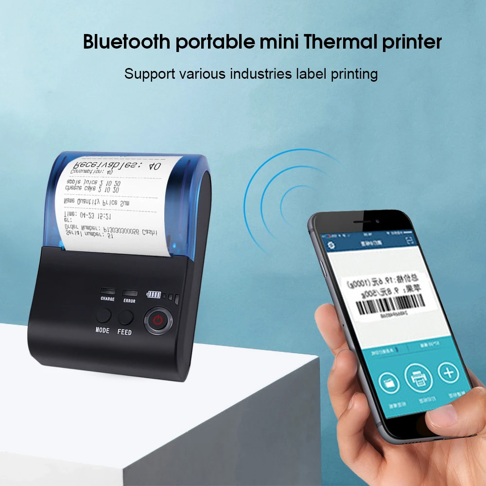 Портативный термопринтер kebidumei карманный Bluetooth принтер мини-квитанция билетов USB