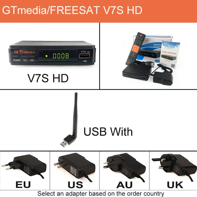 V7S HD n cccam n USB Freesat v7s HD спутниковый ресивер DVB S2 4K gtmedia v7s hd с USB WiFi+ Европа cccam сервер pk gtmedia v8 nove поддержка netflix - Цвет: V7S HD n cccam n USB