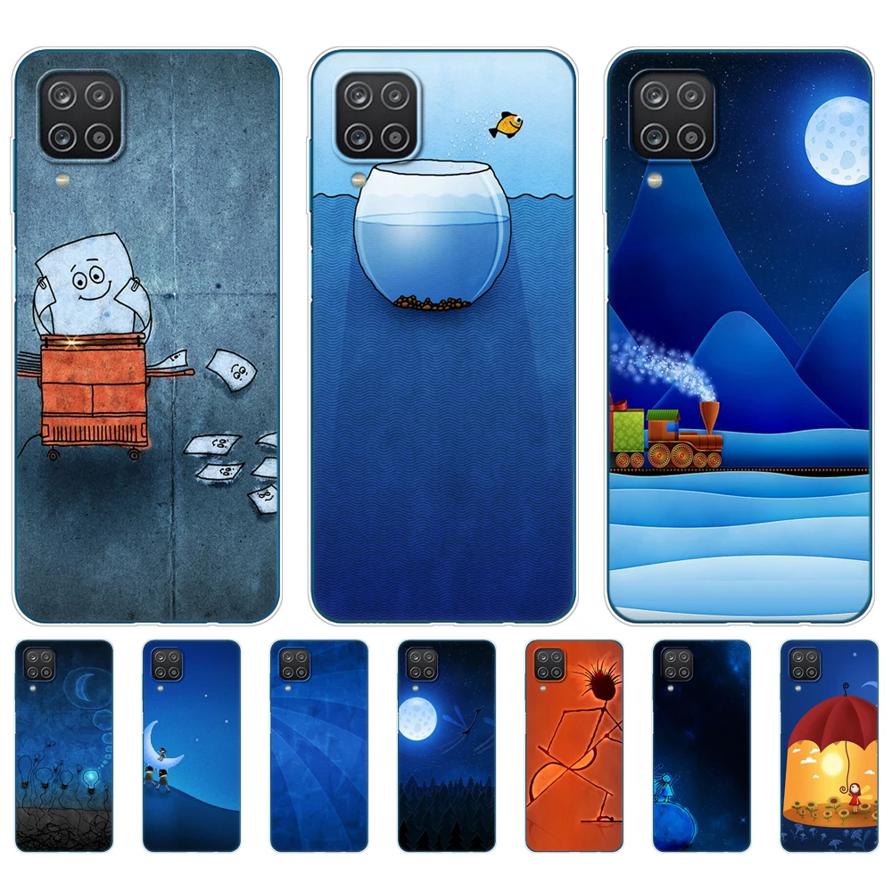 

For Samsung A12 Case Soft Silicon Tpu Back Phone Cover For Samsung Galaxy A12 SM-A125F a125 Bumper 6.5inch Russian art cats