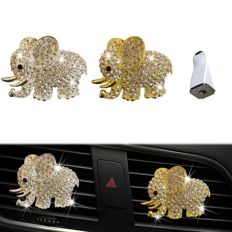 

Bling Car Accessories Aroma Vent Clip Car Smell Car Perfume Air freshener In Car Ornaments Diamond Elephant Auto Interior Decor