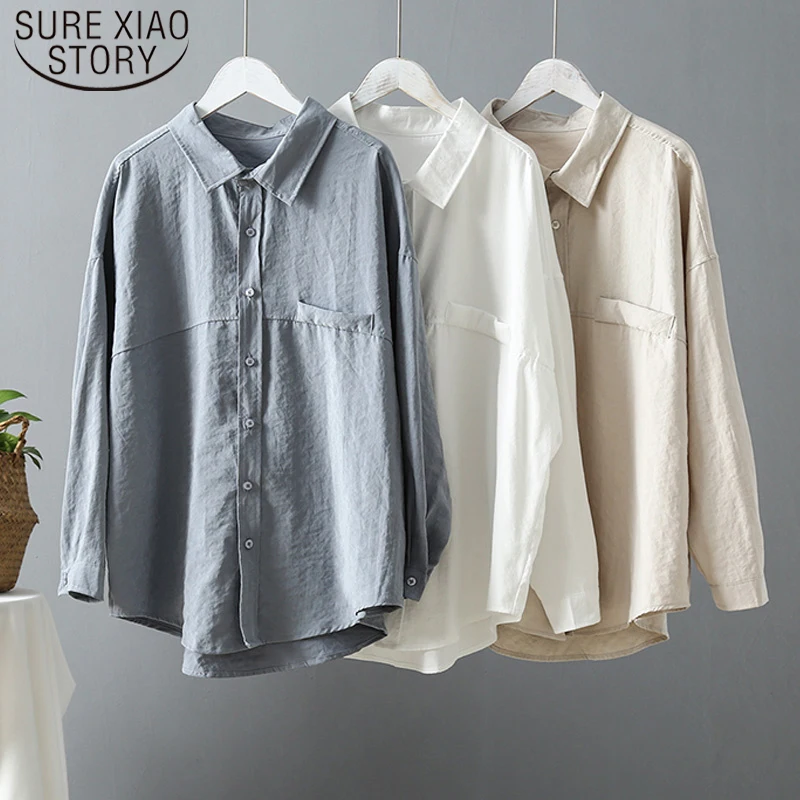 Однотонные блузки женские рубашки для женщин топы с длинным рукавом офисные