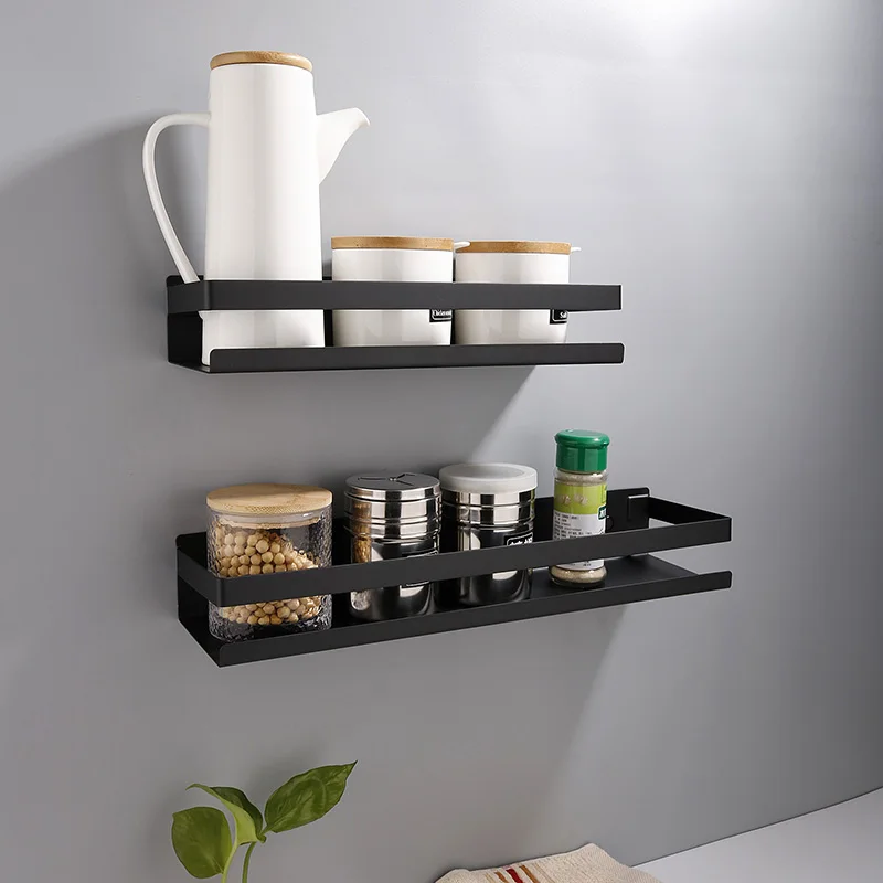 stainless steel bathroom shelf black shower shampoo storage rack adhesive suqare kitchen bathroom shlef 20cm 30cm 40cm 50cm free global shipping