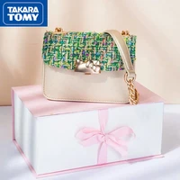 takara tomy fashion lady cute cartoon hello kitty messenger bag simple check chain retro texture shoulder bag